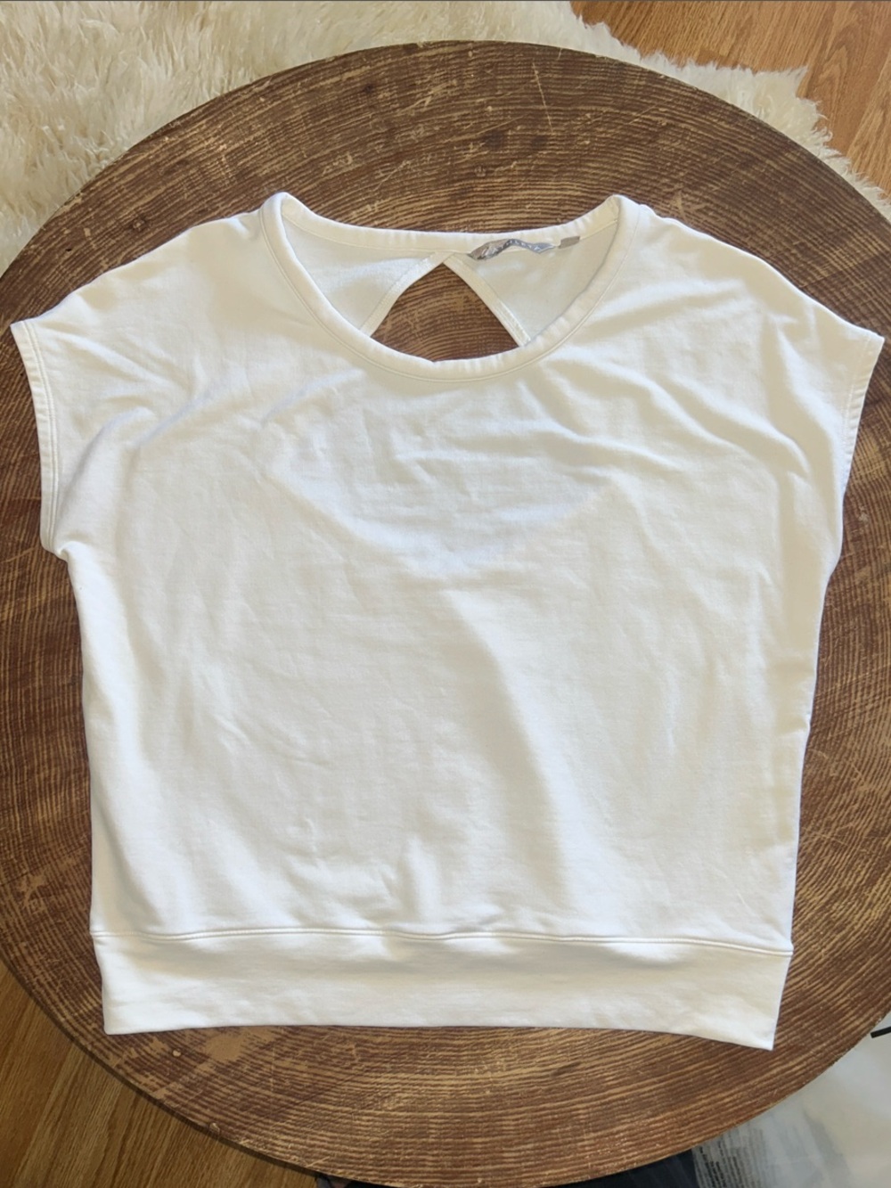 Athleta White Cap-Sleeve Keyhole Back Women's Workout Top Size L